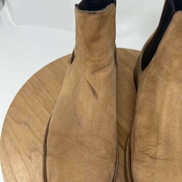 Nisolo Boots Mens 9 Marco Everyday Chelsea Tan Suede Leather Pull On Minimalist - Picture 3 of 13